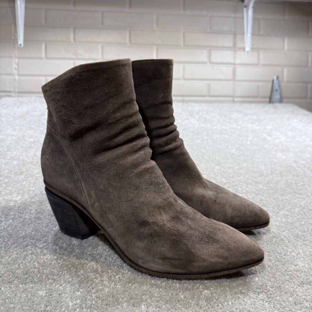 Officine Creative Suede Ankle Boots Taupe Gray Western Pointed Toe EU 40.5 Italy